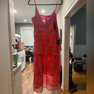 Lulu's Vibrant Red Floral Maxi Dress